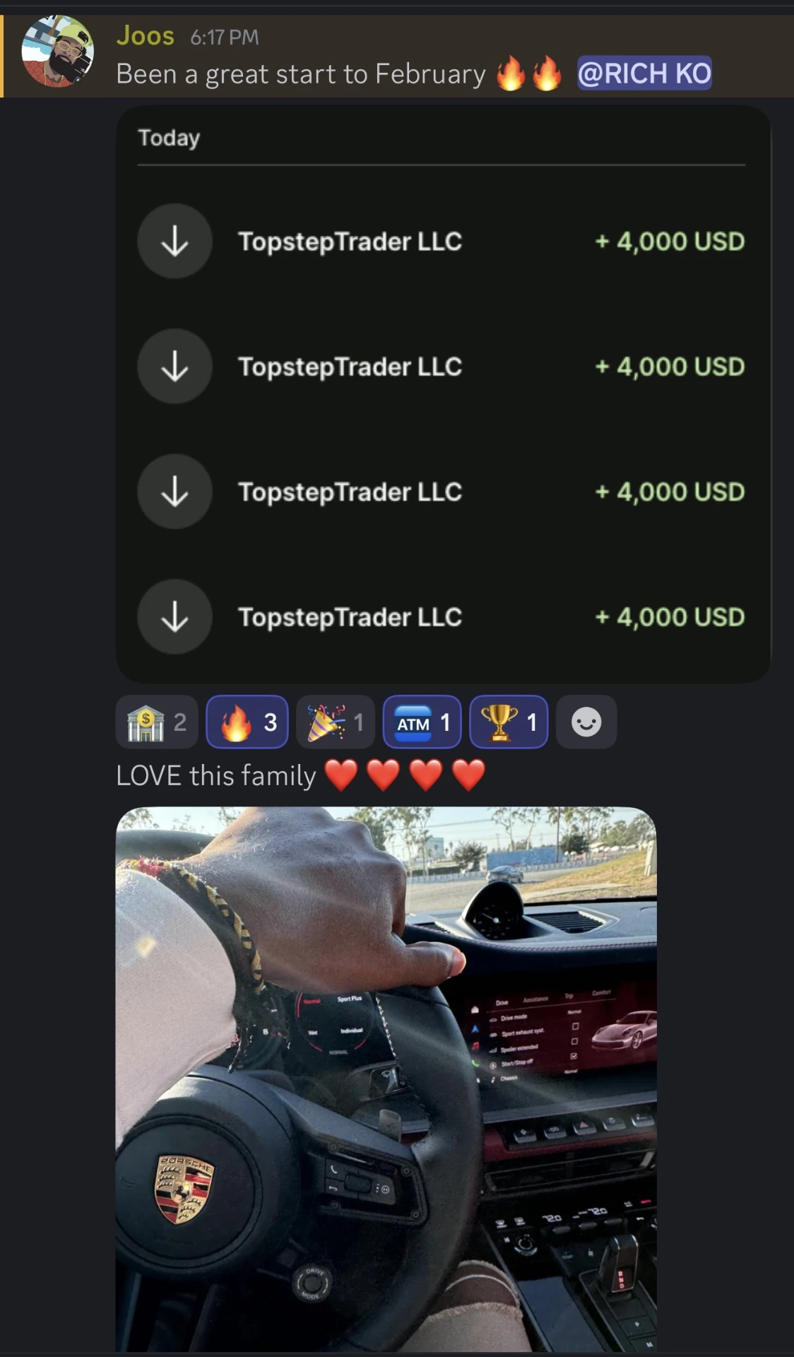 Joos starting February with four $4,000 Topstep withdrawals