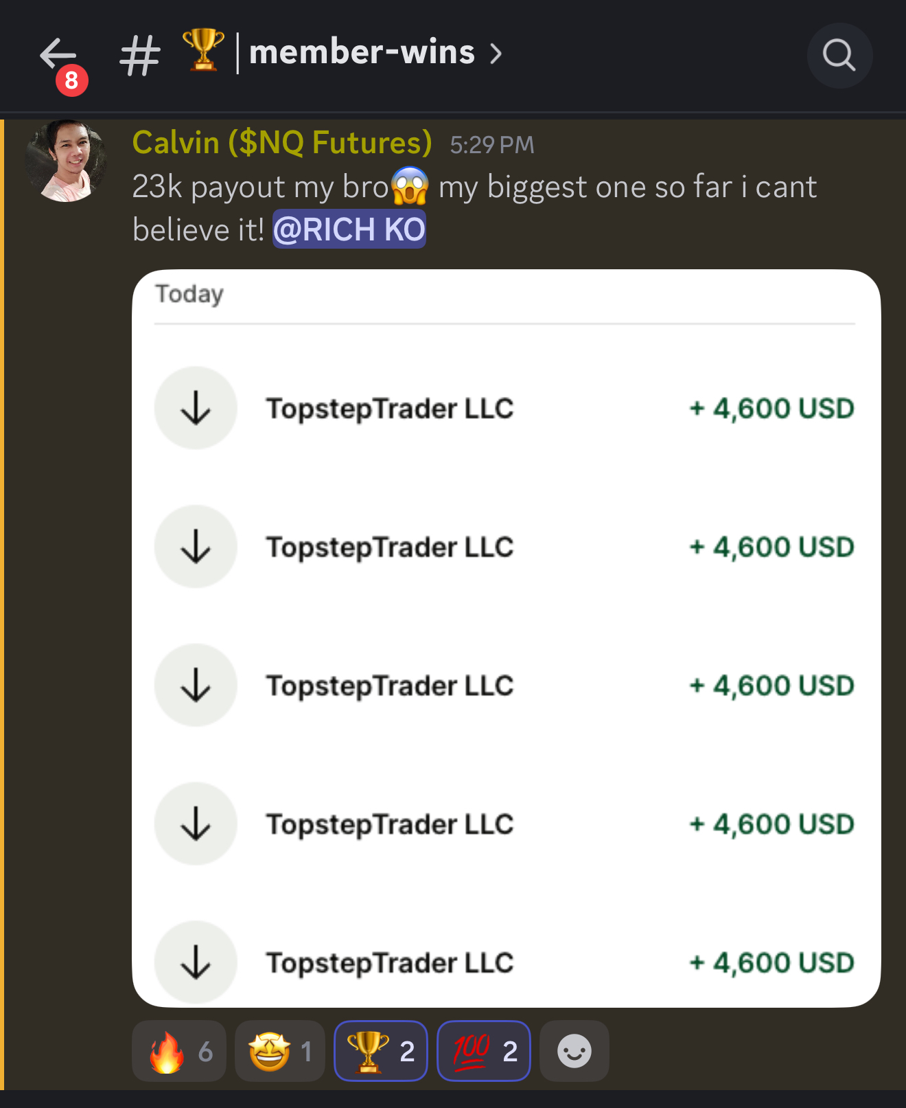 Student sharing $23,000 Topstep payout withdrawals